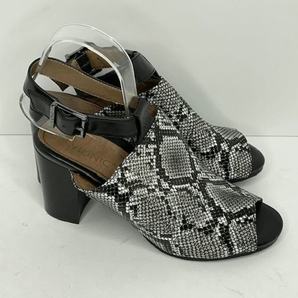 Vionic Shoes - Vionic Kaja Black White Snake Print‎ Heels